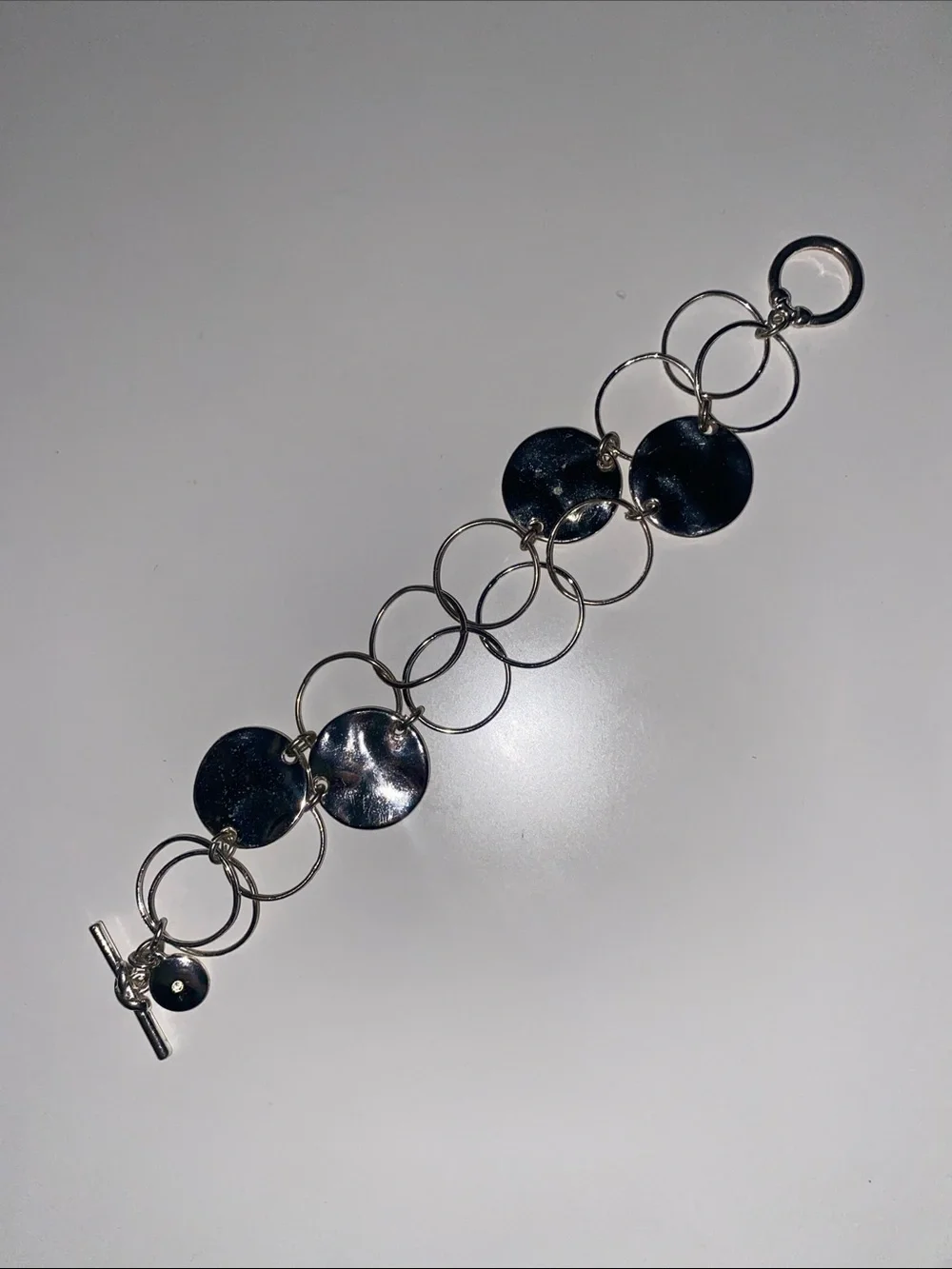 Silver Tone Disc & Ring Statement Bracelet - Silver by Jones New York